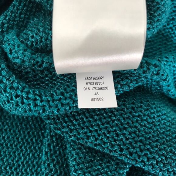 Chicos Top Size 2 (12-14) Green Crossback Pullover 3/4 Sleeve Knit Sweater - Picture 8 of 11